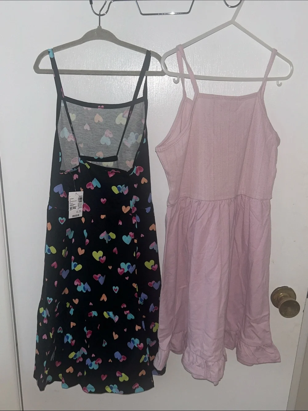 The Children's Place Black Heart Print Dress & Light Pink Ruffle Hem Dress XL